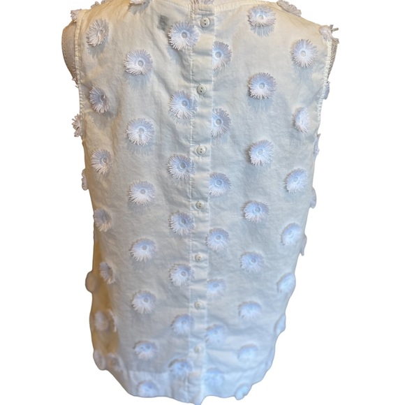 Waverly Grey Women’s Top Size Medium Kat White Sleeveless Cotton Flower Accent - Picture 9 of 14